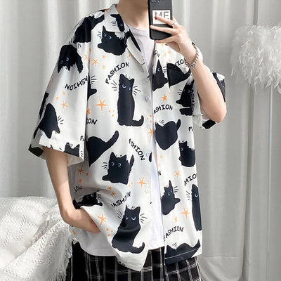 Koszula męska we wzór w koty