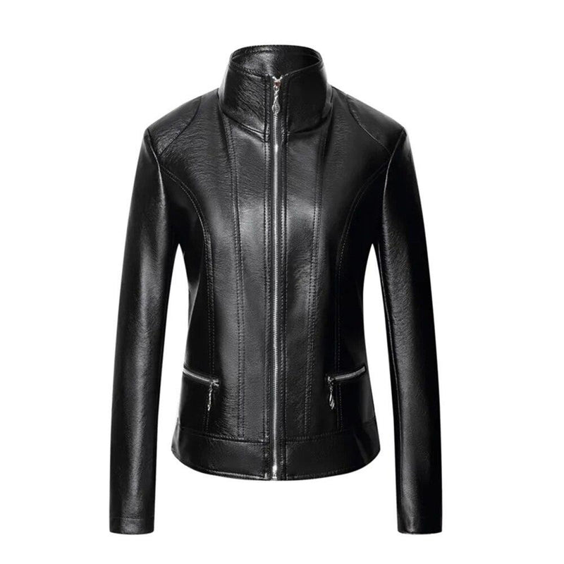 Damska kurtka skórzana ze stójką-Bombardina.pl