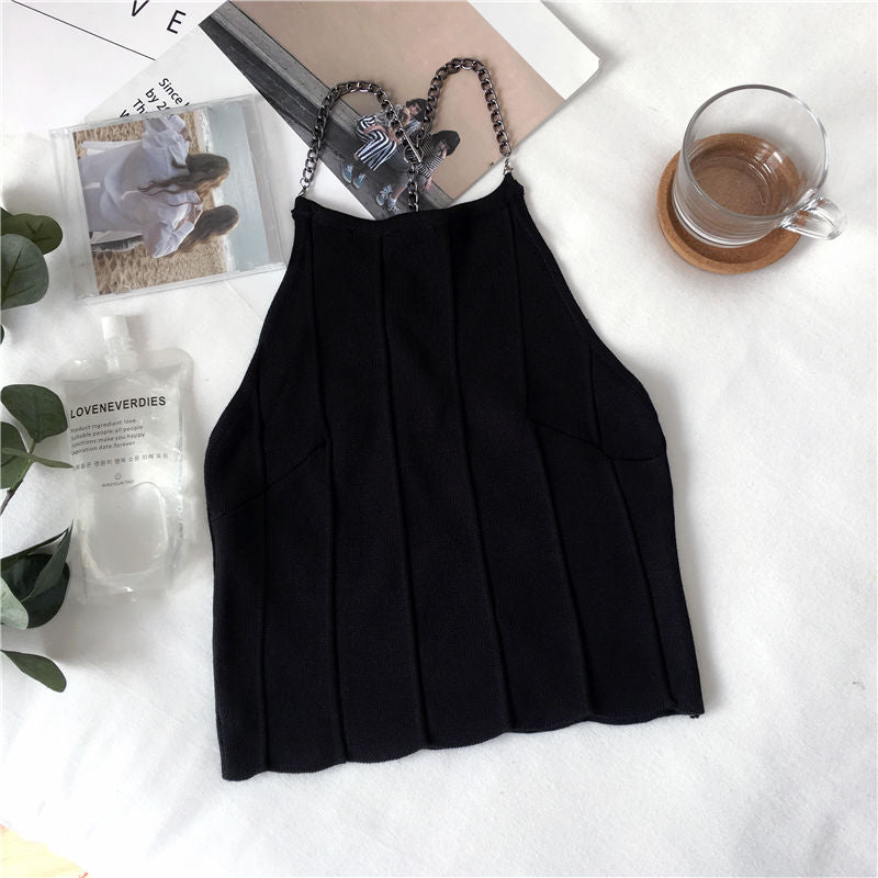 Tank top damski z ozdobnymi przeszyciami-Bombardina.pl