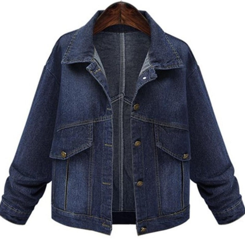 Damska kurtka jeansowa z bocznymi kieszeniami-Bombardina.pl