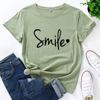 Damski T-shirt z napisem "SMILE"