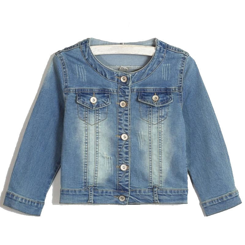 Damska kurtka jeansowa z okrągłym dekoltem-Bombardina.pl