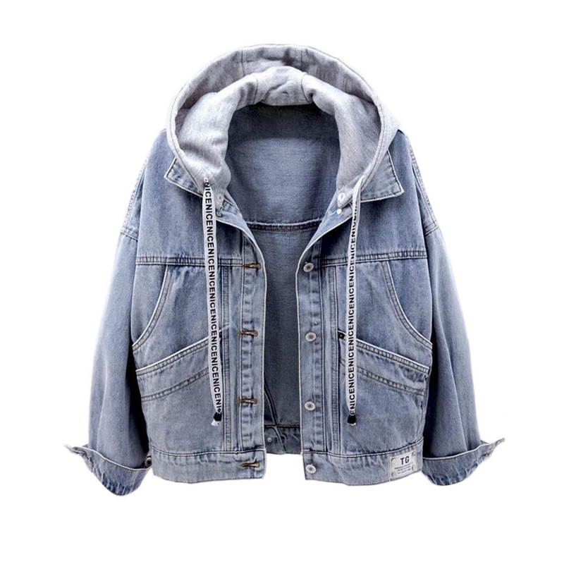 Damska kurtka jeansowa z kapturem-Bombardina.pl