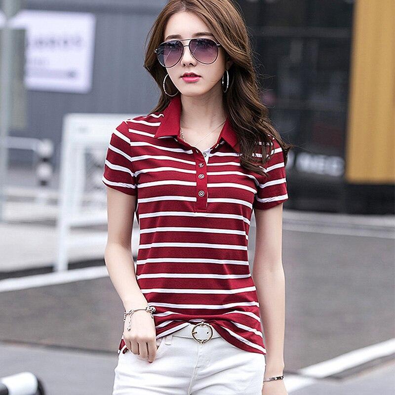 Damska koszulka polo w paski-Bombardina.pl