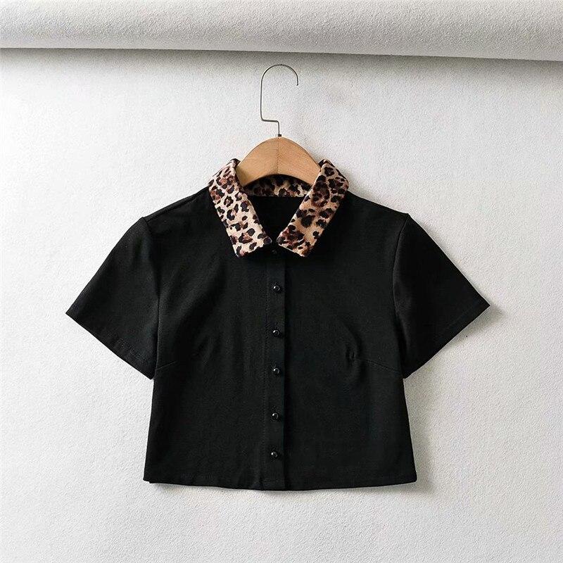 Damska koszulka polo z kołnierzykiem w panterkę-Bombardina.pl