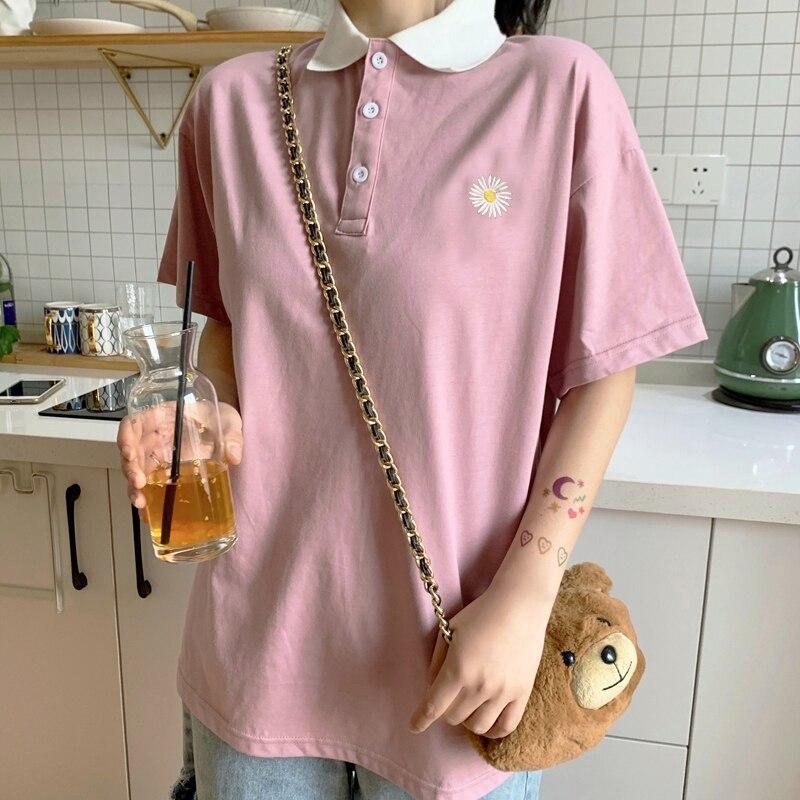 Damska koszulka polo ze stokrotką-Bombardina.pl