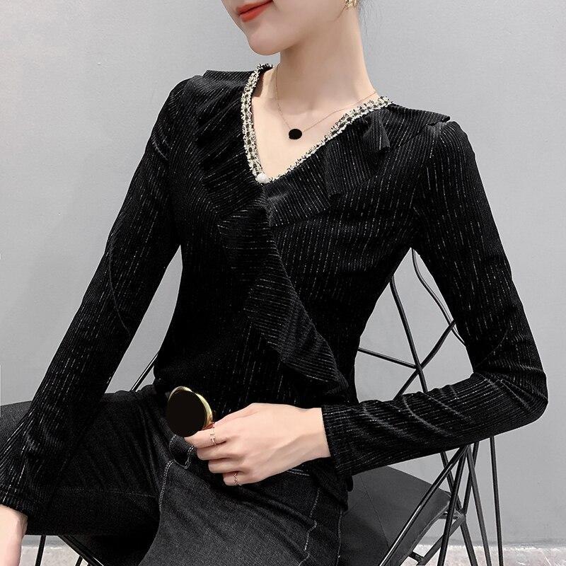 Damska koszulka w serek kopertowa-Bombardina.pl