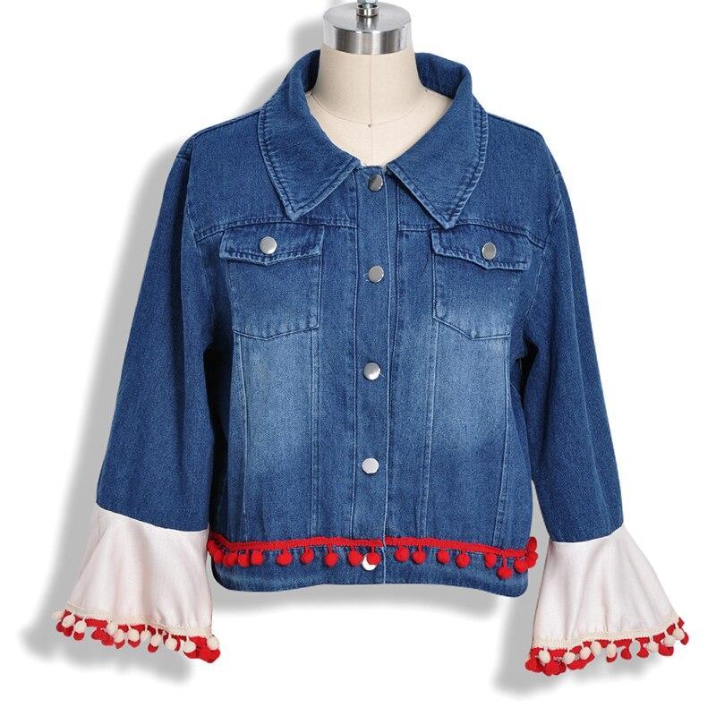 Damska kurtka jeansowa z frędzelkami-Bombardina.pl