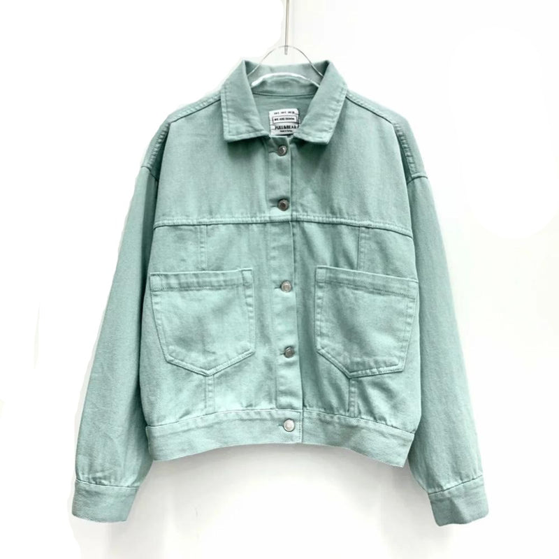 Damska kurtka jeansowa z bocznymi kieszeniami-Bombardina.pl