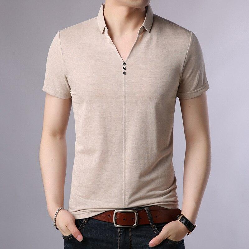 Koszulka męska w serek z guzikami-Bombardina.pl