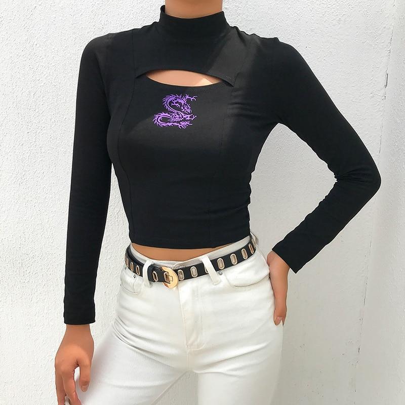 Koszulka z długim rękawem damska z wycięciem-Bombardina.pl