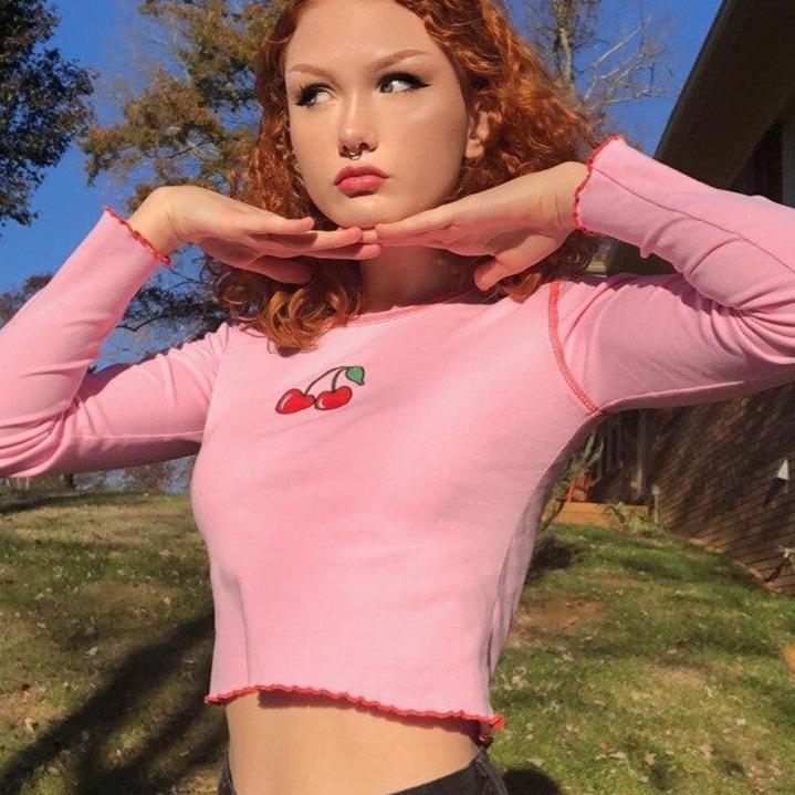 Koszulka z długim rękawem damska z wisienką-Bombardina.pl