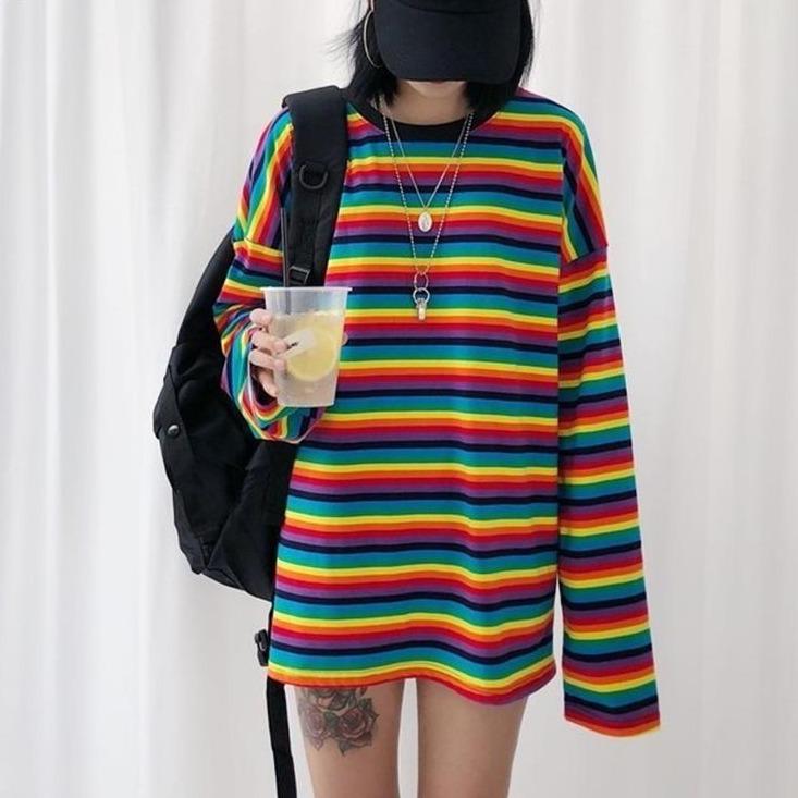 Koszulka z długim rękawem damska w paski-Bombardina.pl