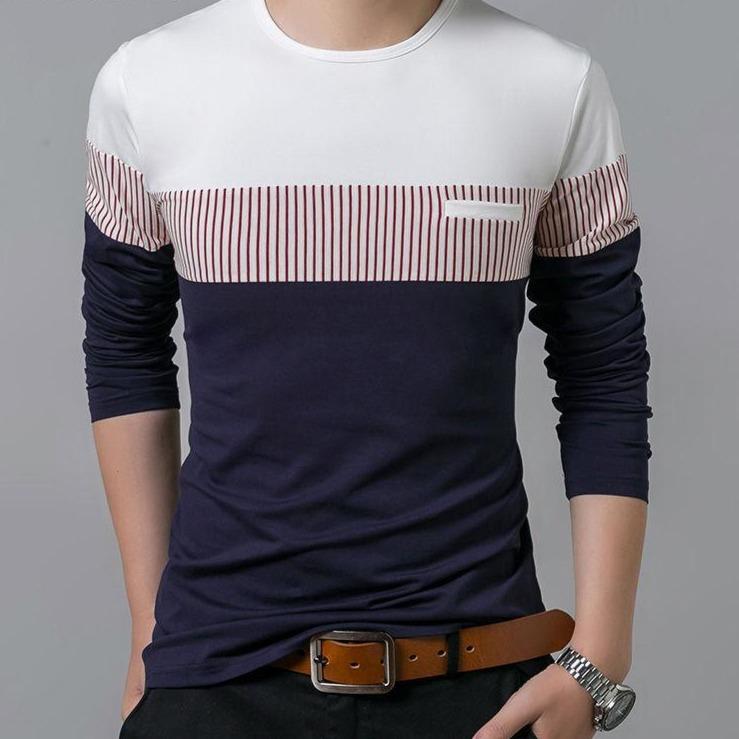 Koszulka z długim rękawem męska w paski-Bombardina.pl