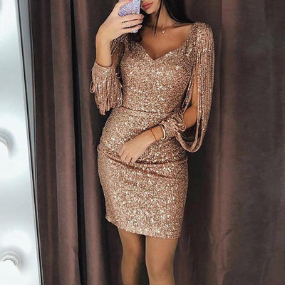 Sukienka mini z cekinami-Bombardina.pl