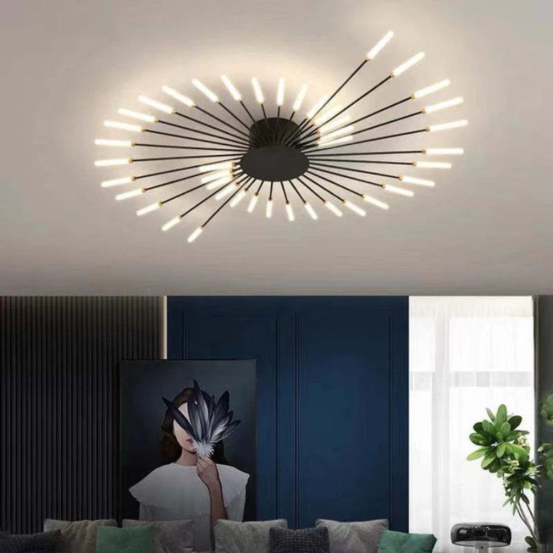 Nowoczesna lampa sufitowa LED w stylu promieni słonecznych