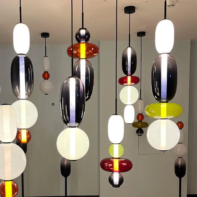 Lampa wisząca ze szkła kandyzowanego