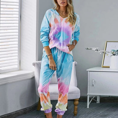 Komplet dresowy w motyw tie dye w pastelowych kolorach