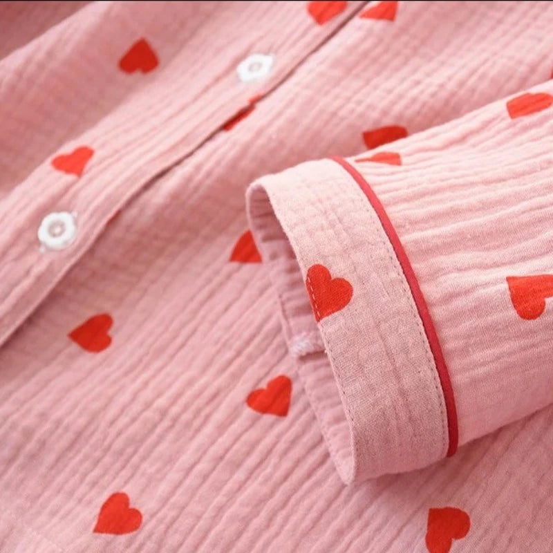 Bawełniana piżama damska w serduszka