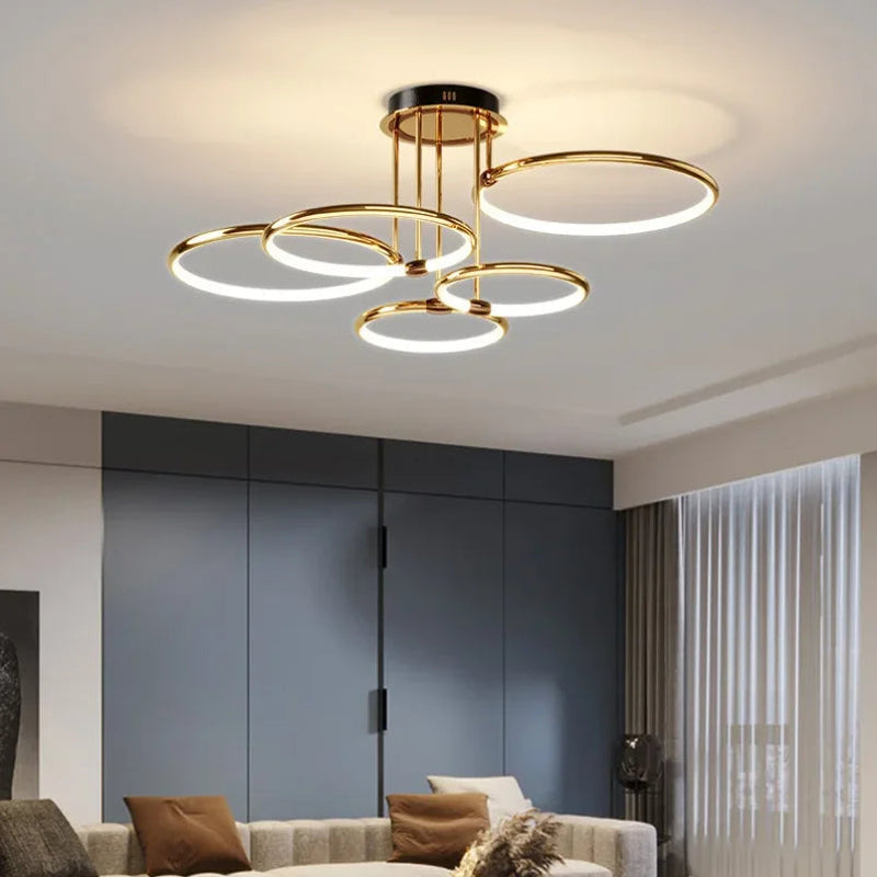 Nowoczesna lampa sufitowa LED z pierścieniami