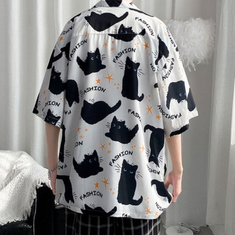 Koszula męska we wzór w koty
