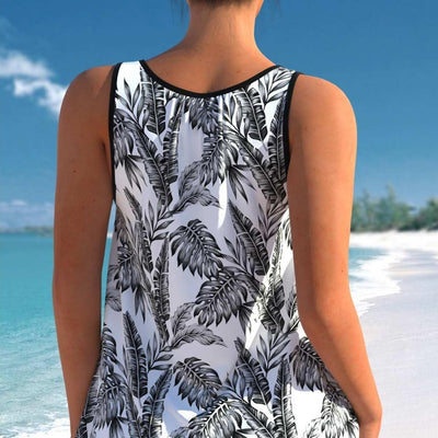 Dwuczęściowy strój kąpielowy tankini z wzorzystą bluzeczką