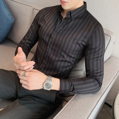 Koszula męska z długim rękawem w regularne paski