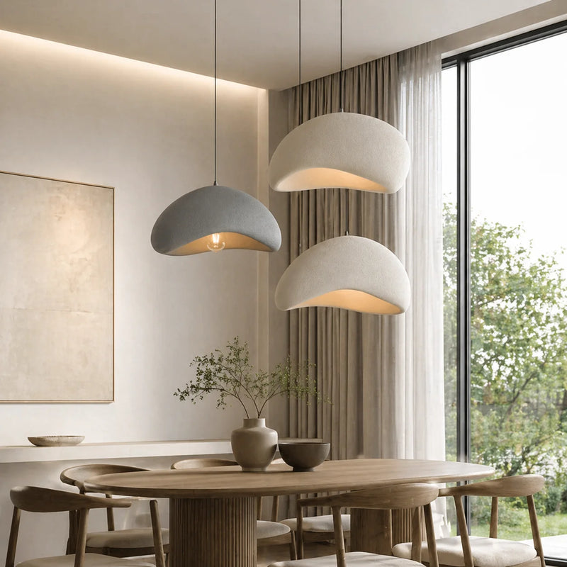 Lampa sufitowa wisząca LED w stylu wabi-sabi
