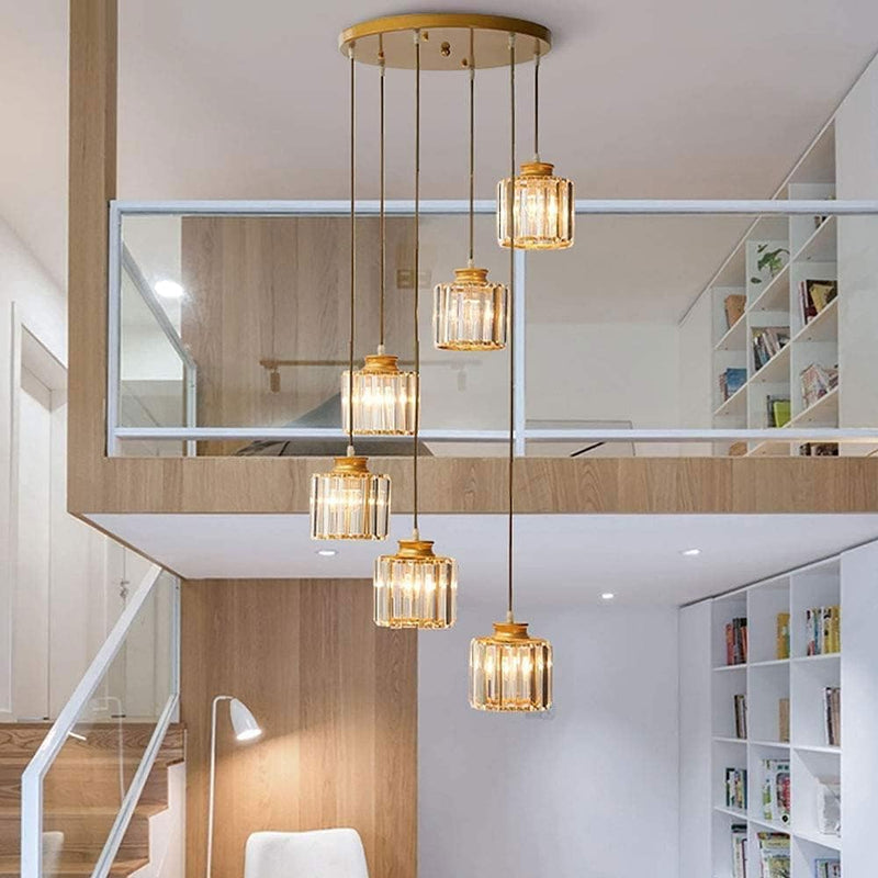 Szklany długi żyrandol lampa sufitowa do schodów i holu