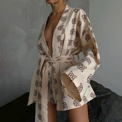 Piżama damska oversize w geometryczny wzór