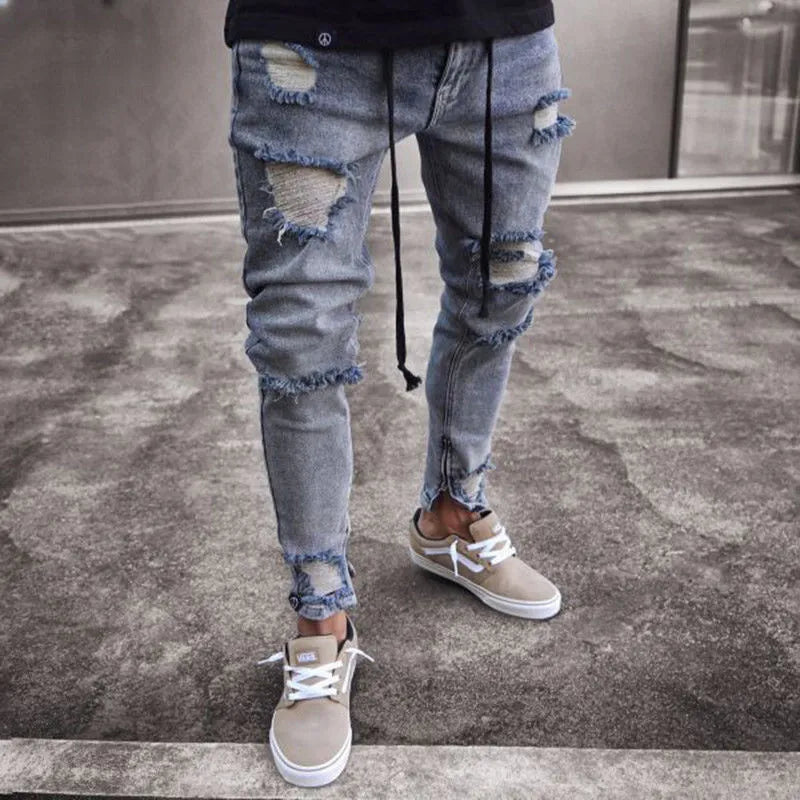 Męskie jeansy z przetarciami