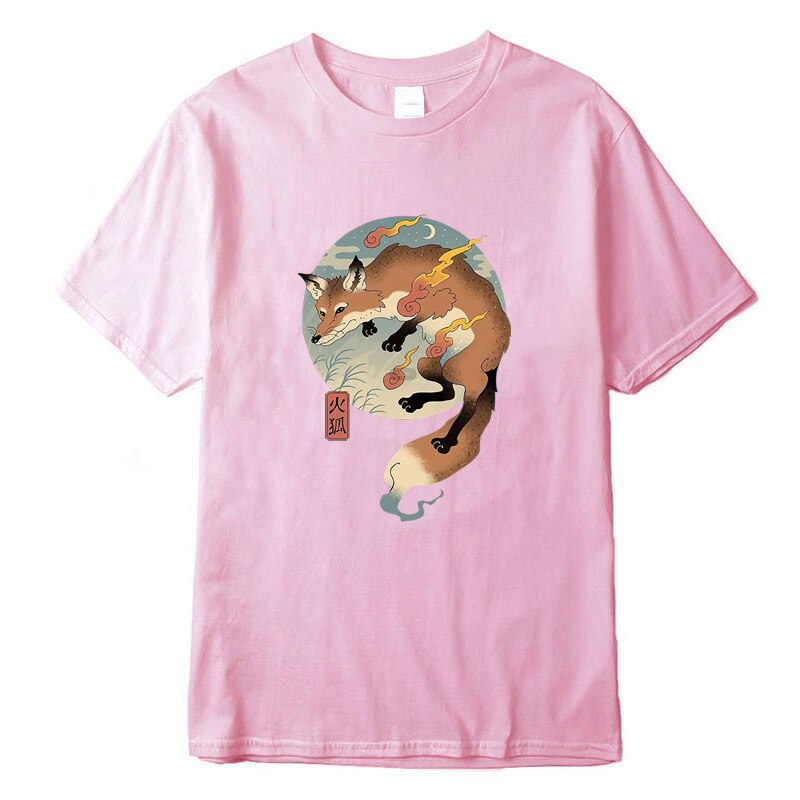 T-shirt męski z japońskim motywem lisa