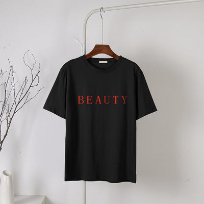 Damski T-shirt z napisem "BEAUTY"