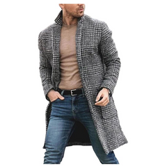 Długi płaszcz męski w kratę