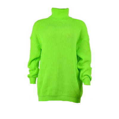 Damski sweter z golfem w neonowych kolorach-Bombardina.pl