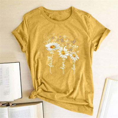 Koszulka T-shirt damska z kwiatowym nadrukiem-Bombardina.pl